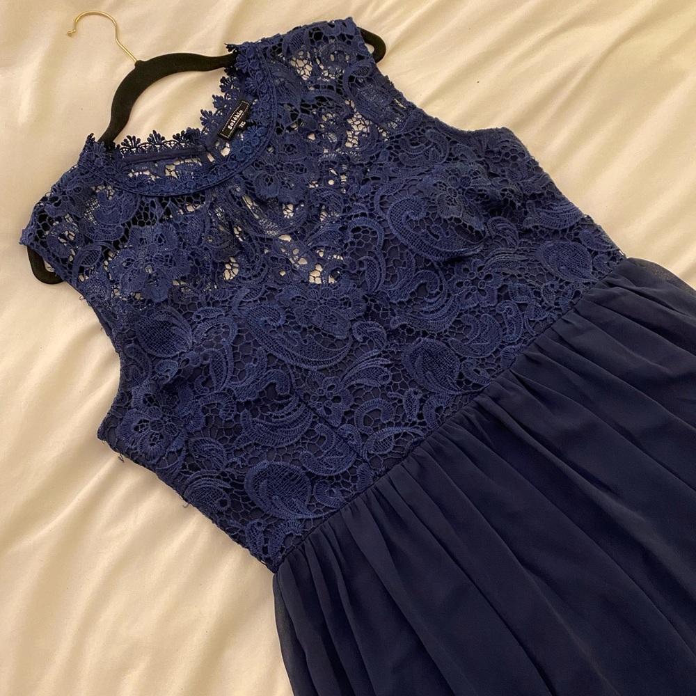 ❌❌SOLD❌❌ Navy Blue Lace Full-length Dress